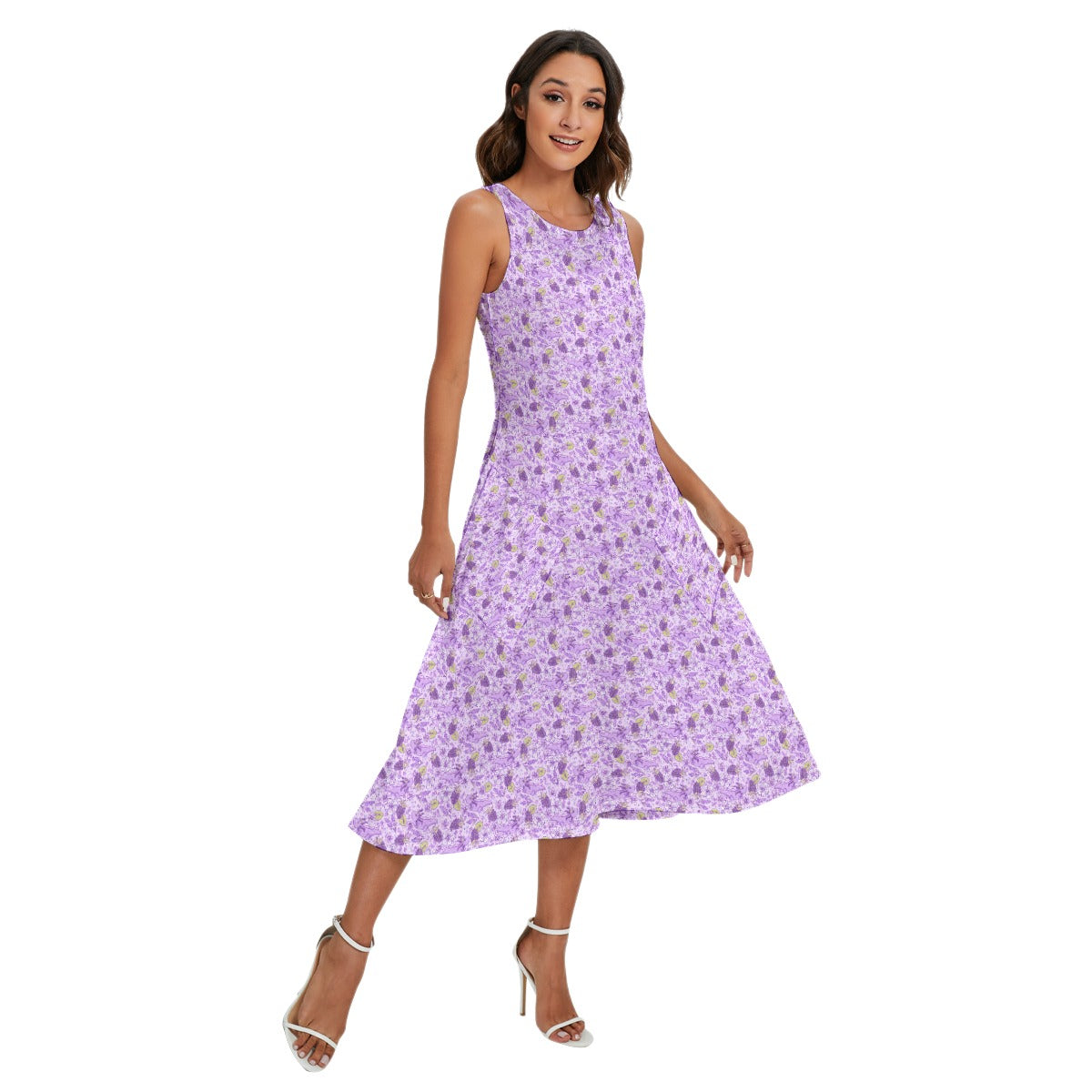 Fruitimals - Blackberry Axolotls - Women’s Diagonal Pocket Midi Dress
