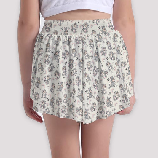 Bouncy Bunny Bliss - Girls’ Flowy Pocket Shorts