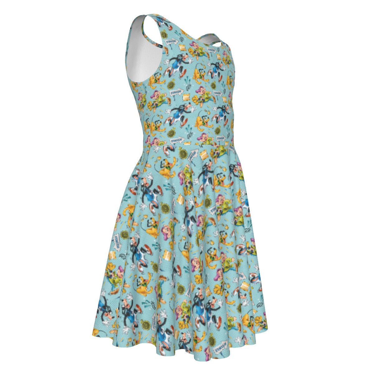 Cheerful Race Day Dashers - Kid's Sleeveless Skater Dress