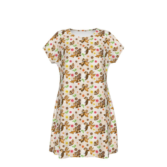 Cheeky Chipmunk Duo - Women's T-Shirt Dress