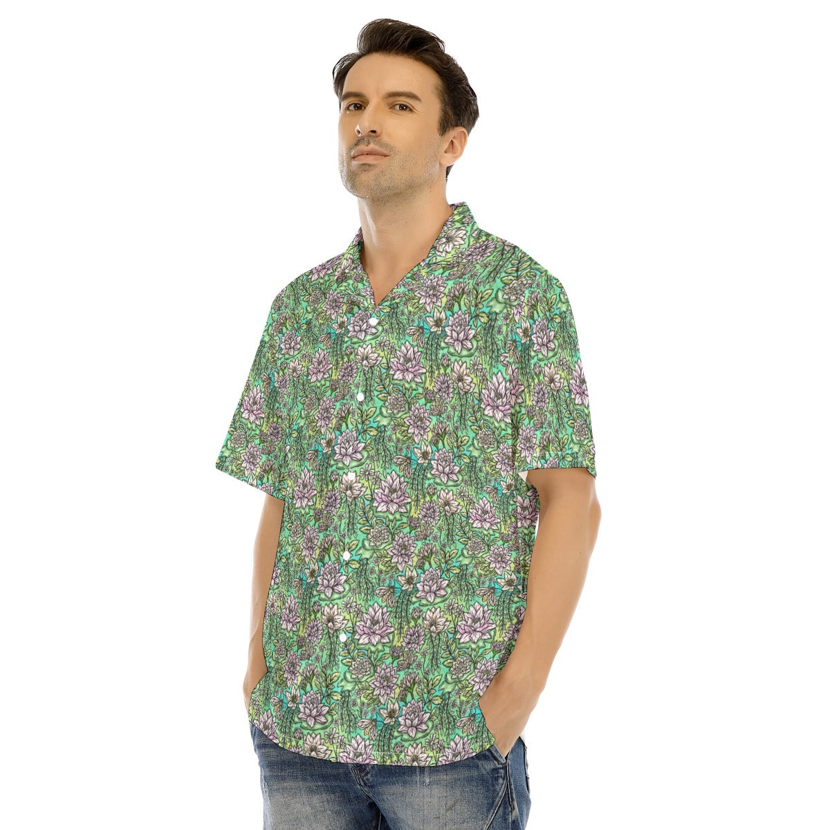 Fairytale Florals – Bayou Blooms - Men's Hawaiian Button Up Shirt