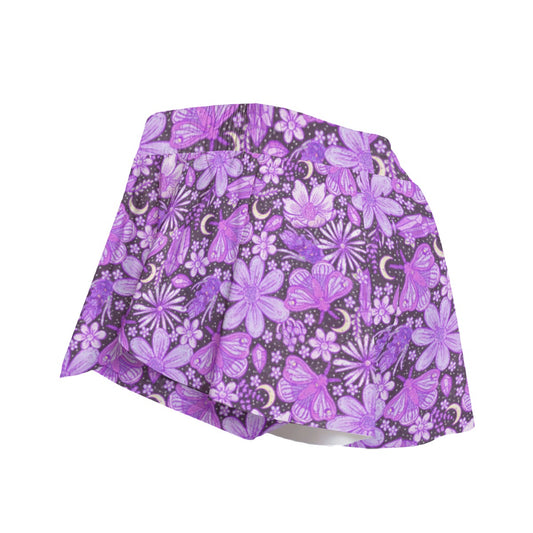 Purple Crystal Moths - Women's Flowy Pocket Shorts