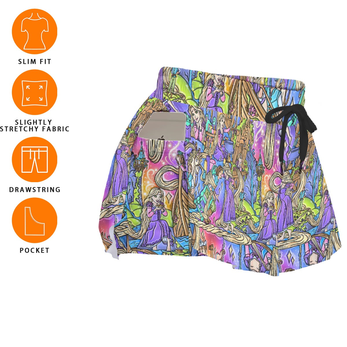 Golden Hair Storybook Scenes - Women's Flowy Pocket Shorts