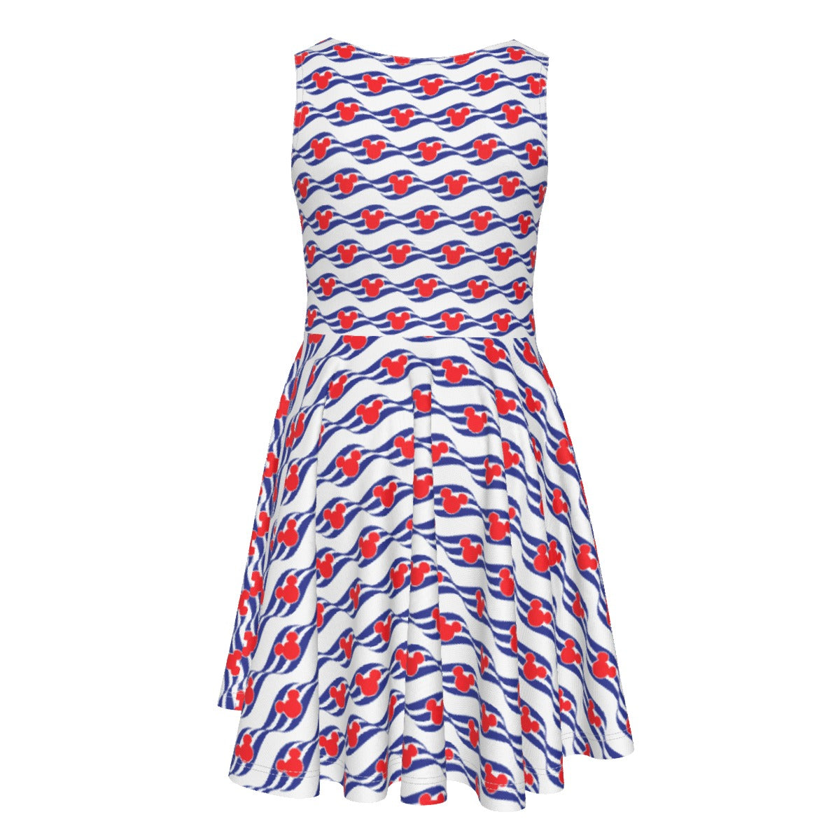 Nautical Cruise Logo Print - Kid's Sleeveless Skater Dress
