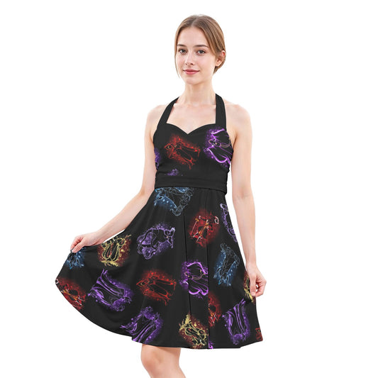 Villain Silhouettes Sparkle - Women's Halter Vintage Pocket Dress