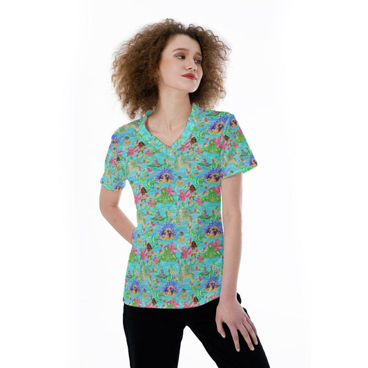 Tropical Island Paradise - Women's Short Sleeve V-Neck T-Shirt
