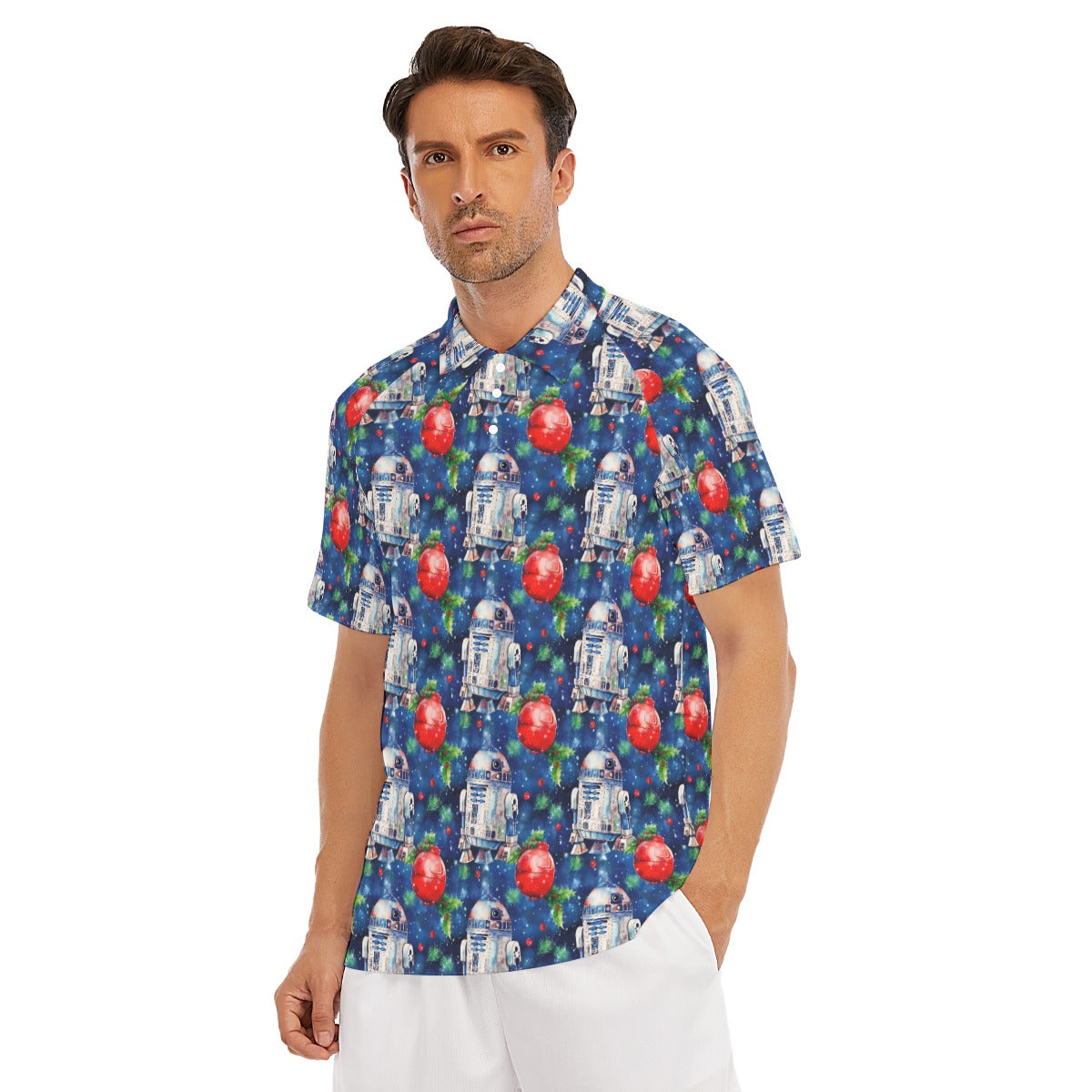 Little Blue Christmas Droid - Men's Polo Shirt