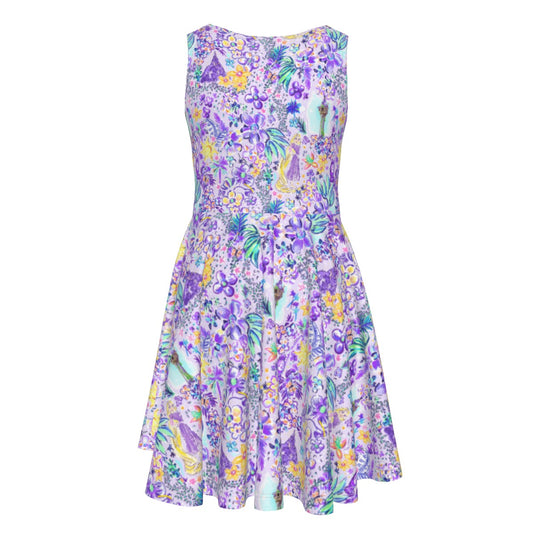 Bright Tropical Princess - Tower Light Festival - Kid's Sleeveless Skater Dress
