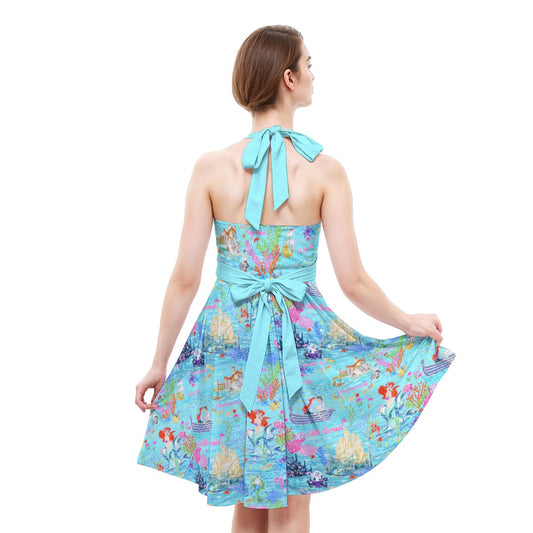 Ocean Wonderland Dreams - Women's Halter Vintage Pocket Dress