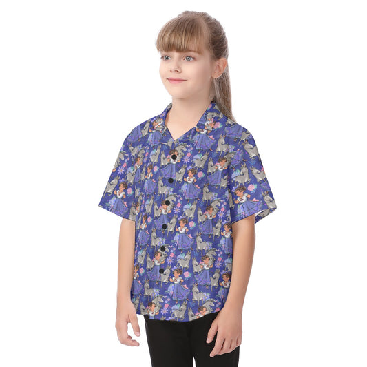Whimsical Strong Heroine - Kid's Hawaiian Button Up Shirt