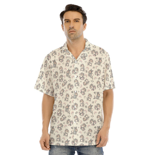 Bouncy Bunny Bliss - Men's Hawaiian Button Up Shirt
