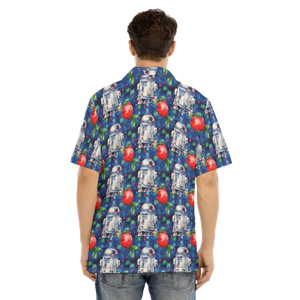 Little Blue Christmas Droid - Men's Hawaiian Button Up Shirt