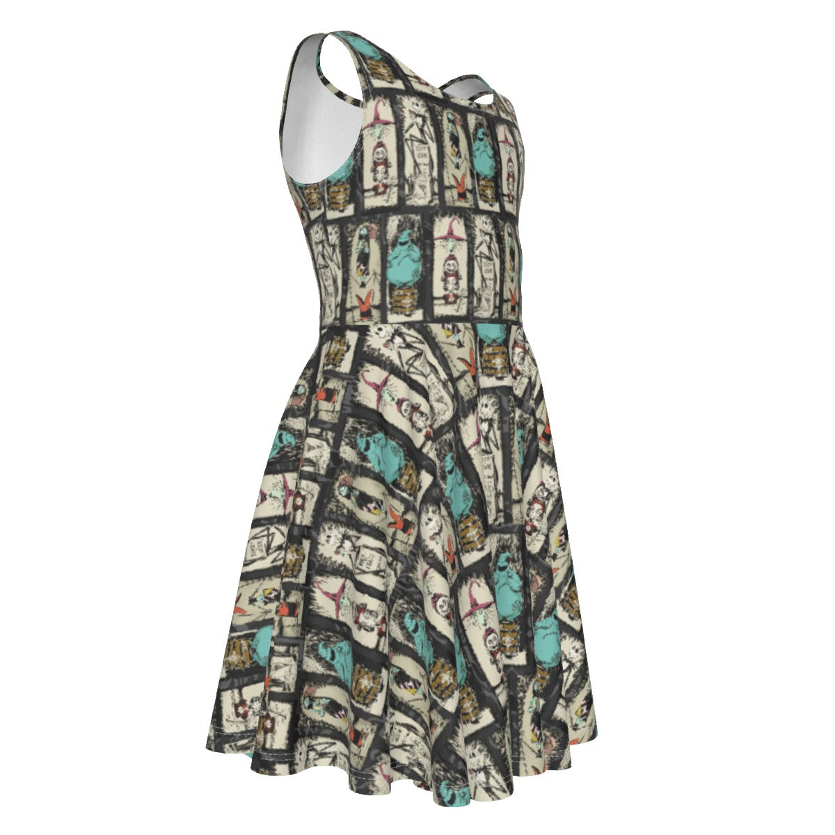 Stretching Haunted Nightmare - Kid's Sleeveless Skater Dress