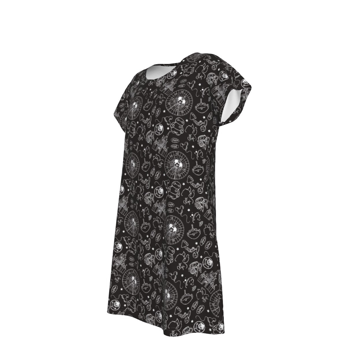 Monochrome Theme Park Icons - Women's T-Shirt Dress