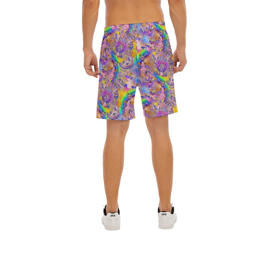 Figment Watercolor Rainbow - Men’s Pocket Beach Shorts