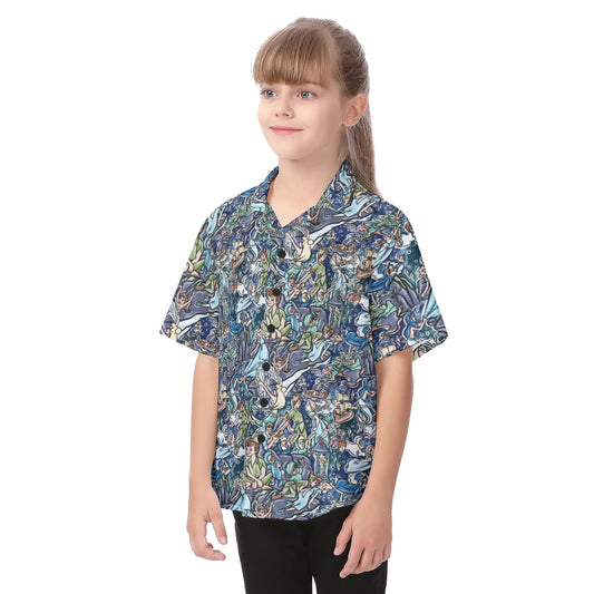 Magical Skybound Adventure - Kid's Hawaiian Button Up Shirt