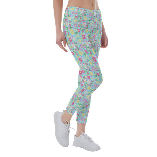 Neon Spring Floral Friendsends - Women's Yoga Leggings