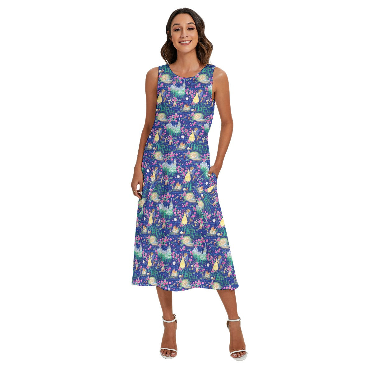 Enchanted Forest Romance - Women’s Diagonal Pocket Midi Dress