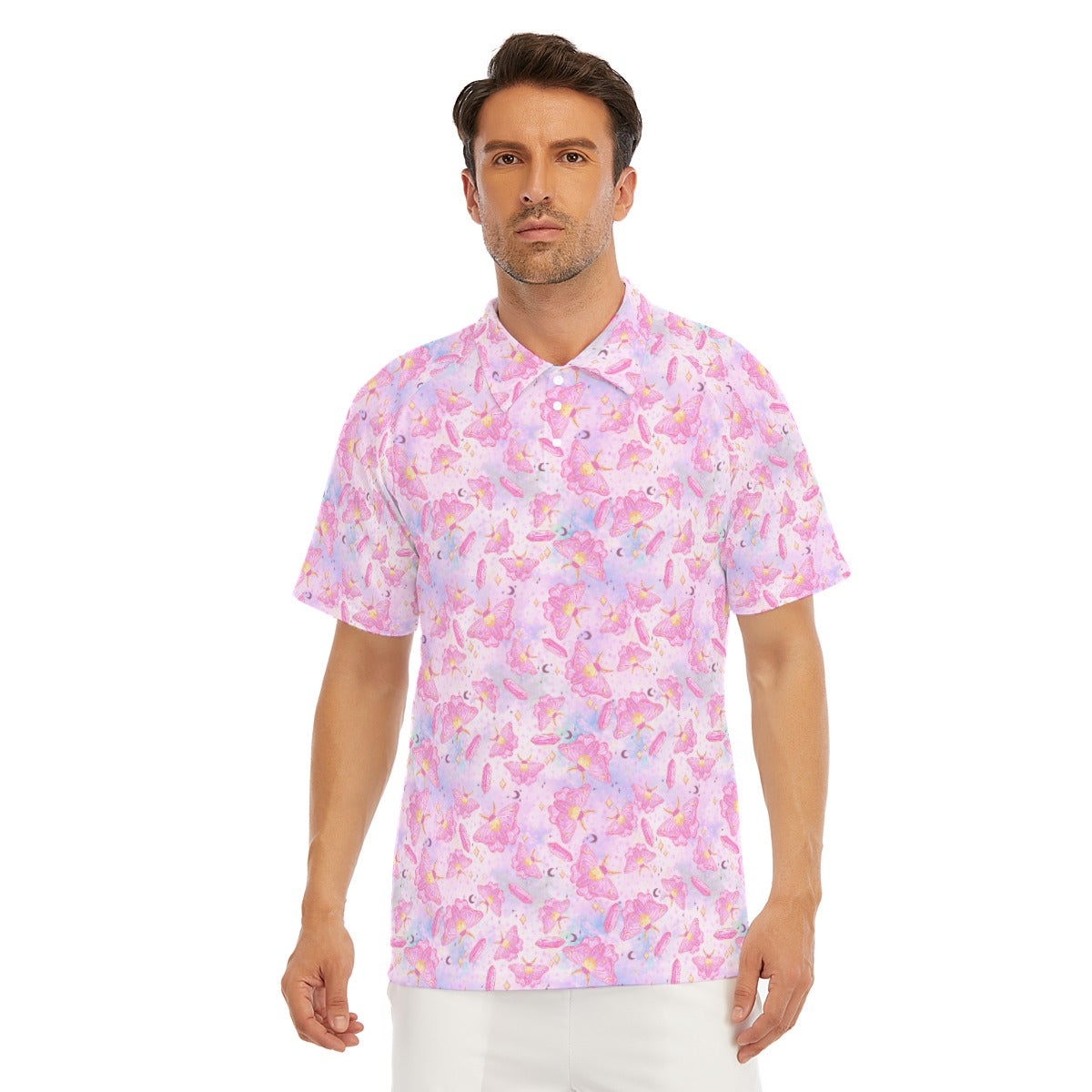 Pink Crystal Lunar Moths - Men's Polo Shirt