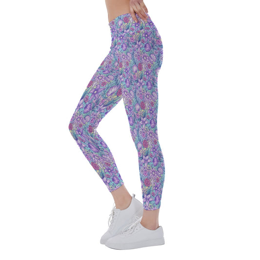 Fairytale Florals – Mermaid Princess - Women's Yoga Leggings
