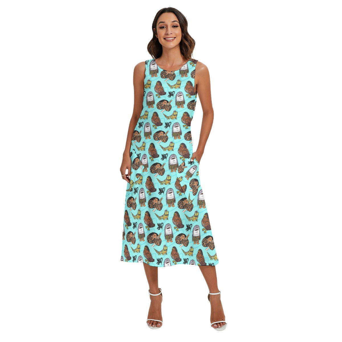 Shapeshifting Island Hero - Women’s Diagonal Pocket Midi Dress