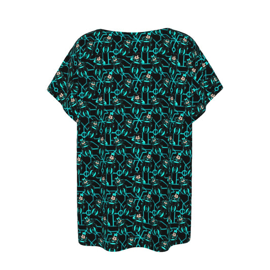 Electric Neon Grid Adventure - Women’s Relaxed Fit Scoop Tee