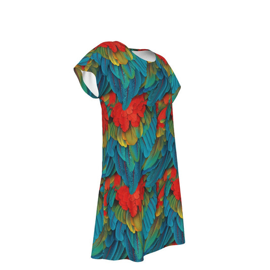 Animal Print - Macaw Parrot - Women's T-Shirt Dress