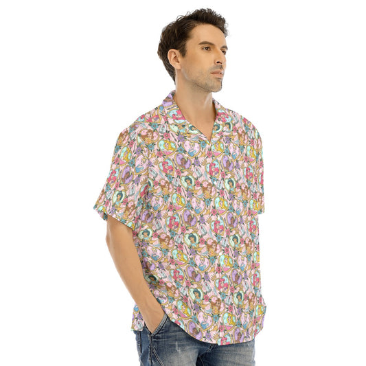 Tattoo Hearts Royal Icons - Men's Hawaiian Button Up Shirt