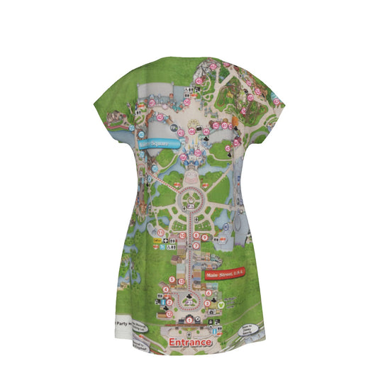 Vibrant Fantasy Park Map - Women's T-Shirt Dress