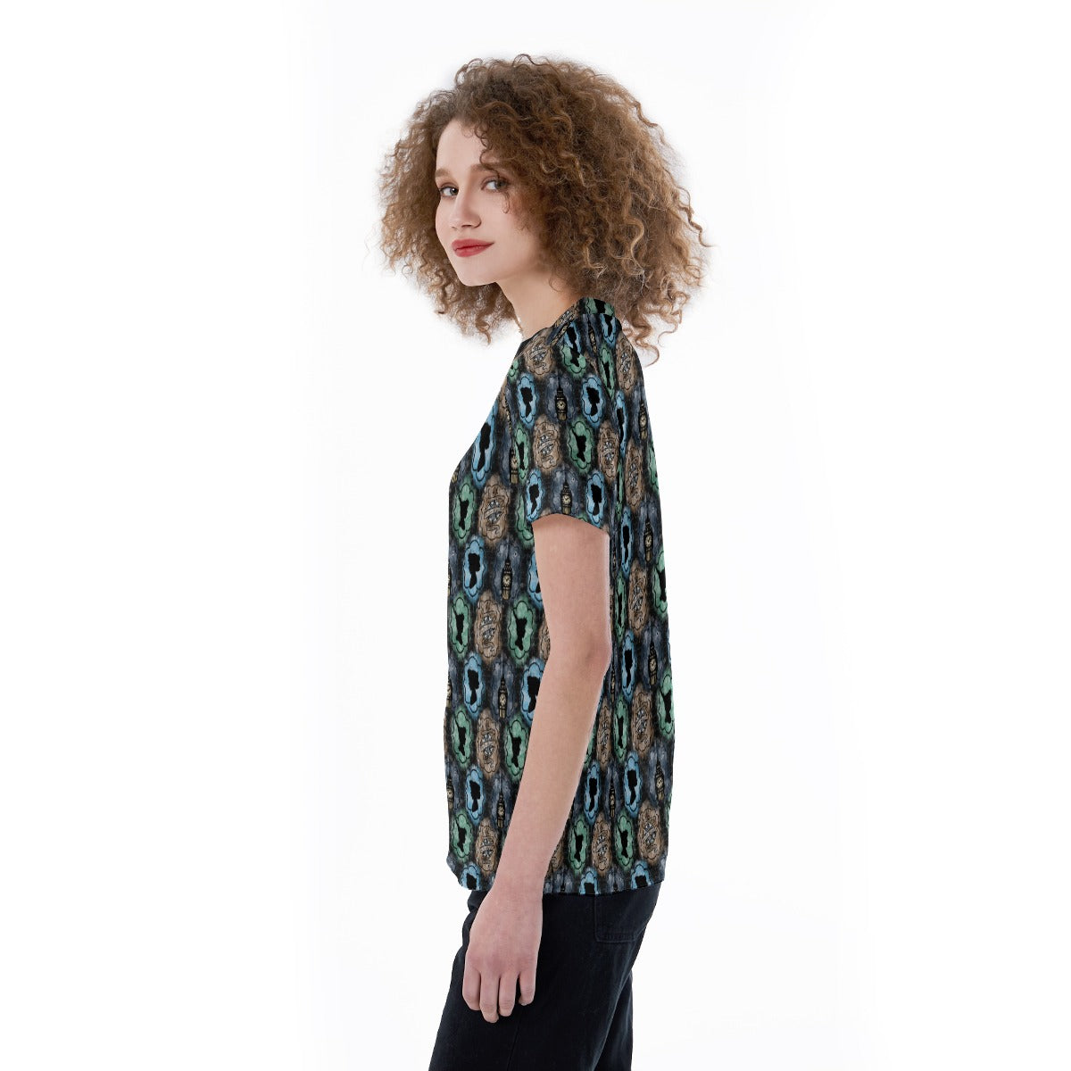 Starry Flight Silhouettes - Women's Short Sleeve V-Neck T-Shirt