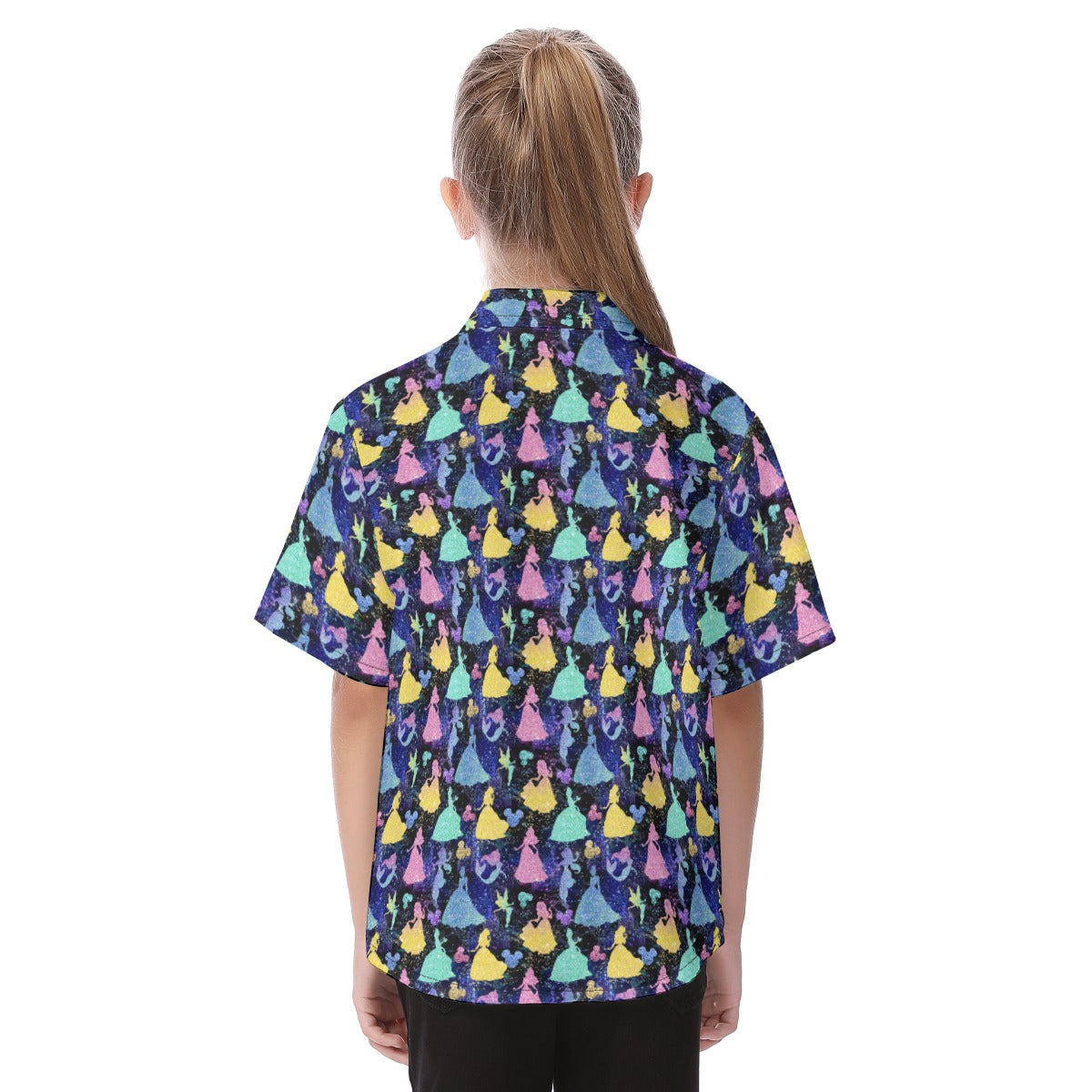 Princess Glitter Silhouettes - Kid's Hawaiian Button Up Shirt