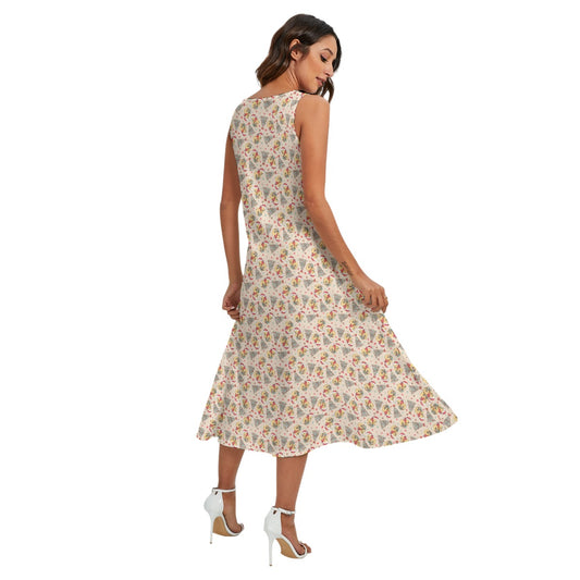Cozy Bear Holiday Cheer - Women’s Diagonal Pocket Midi Dress