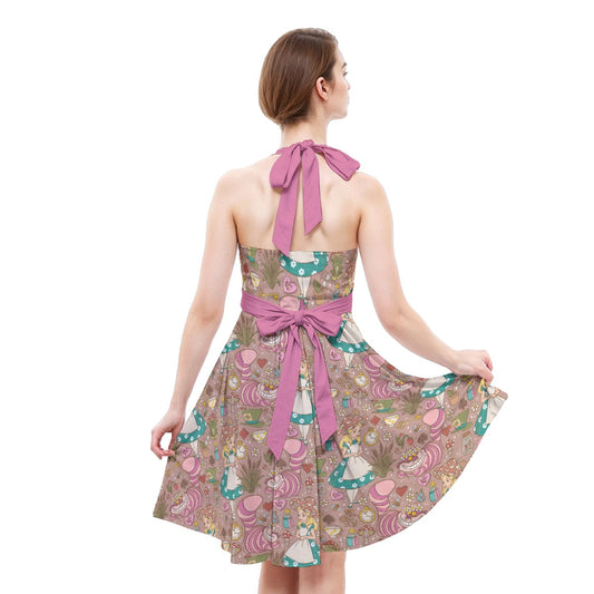 Whimsical Wonderland Cottagecore - Women's Halter Vintage Pocket Dress