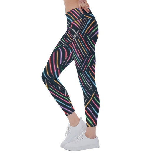 Vibrant Galaxy Sabers - Women's Yoga Leggings