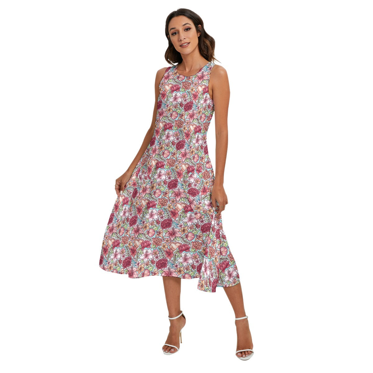 Fairytale Florals – Island Princess - Women’s Diagonal Pocket Midi Dress