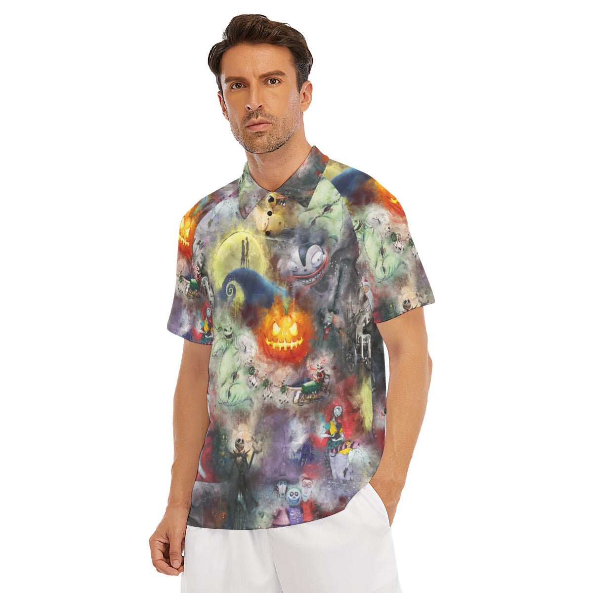 Watercolor Nightmare Town - Men's Polo Shirt