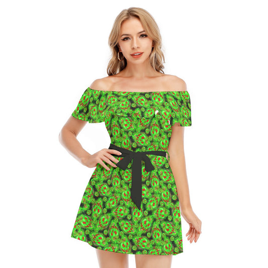 Just One Bite - Women's Off-shoulder Ruffle Dress