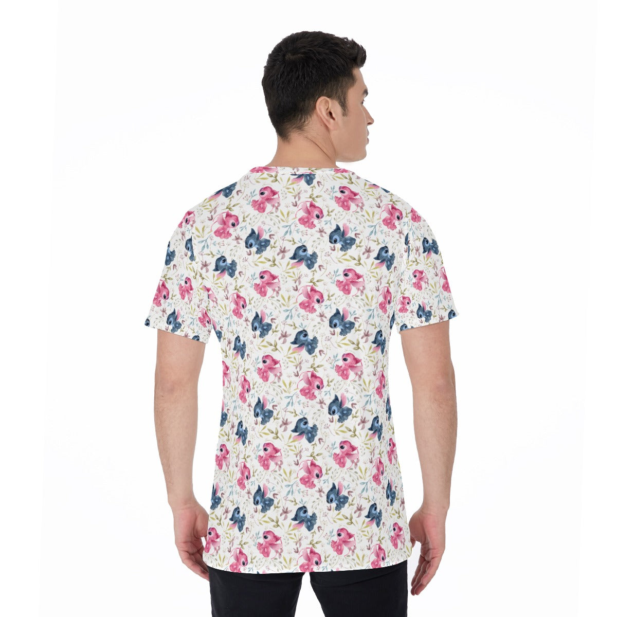 Blue Alien & Pink Friend Love - Men's Short Sleeve T-Shirt