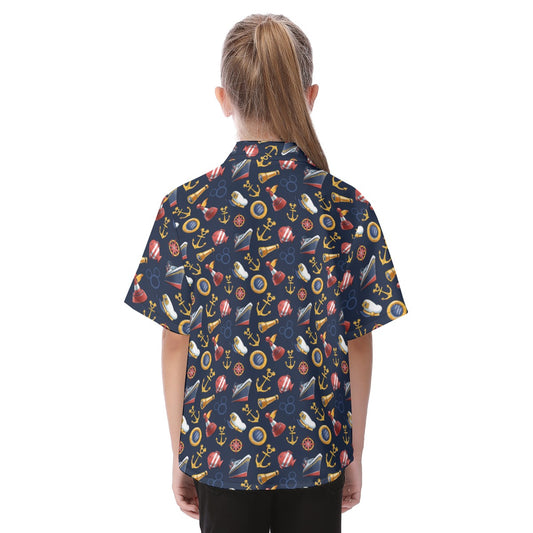 Mouse Ear Nautical Icons - Kid's Hawaiian Button Up Shirt