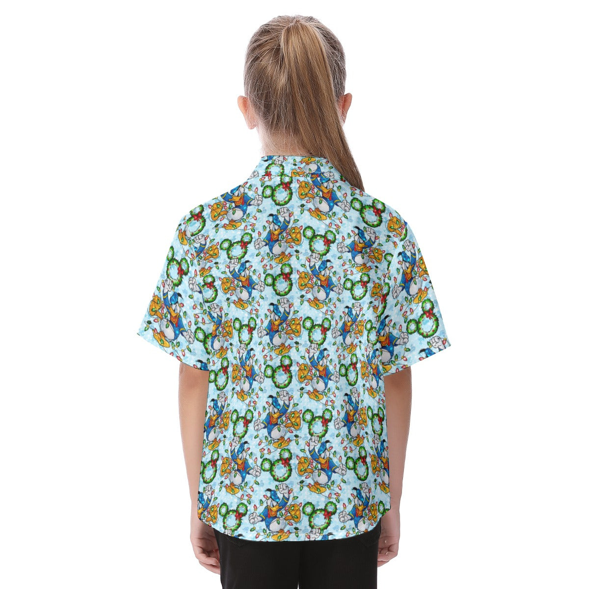 Duck’s Holiday Lights Tangleghts - Kid's Hawaiian Button Up Shirt
