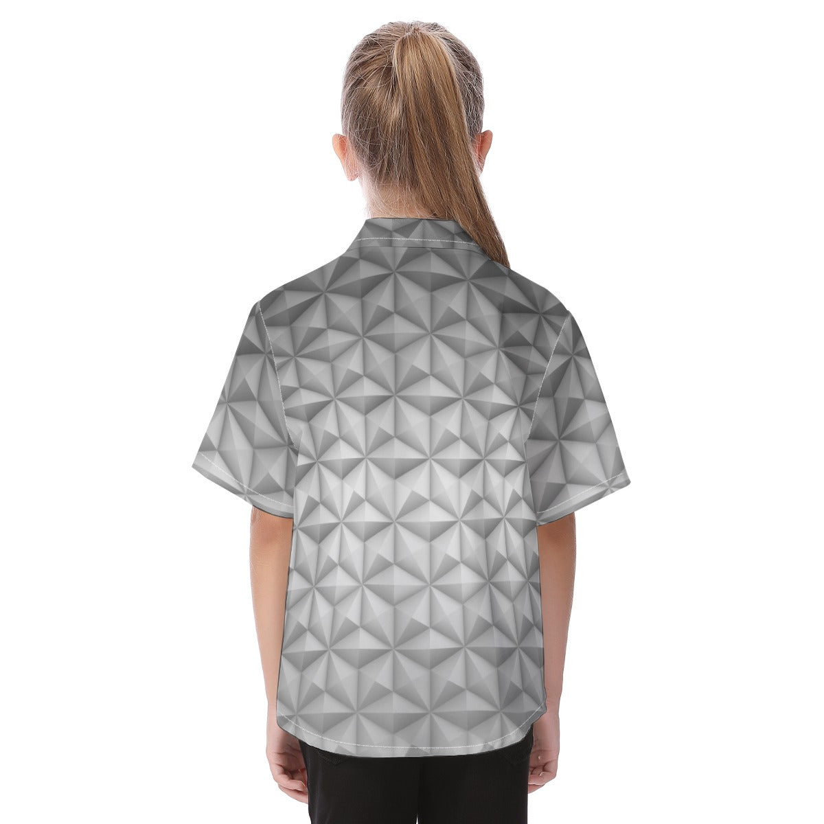Geometric Silver Sphere - Kid's Hawaiian Button Up Shirt