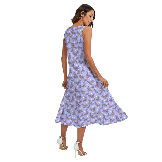 Blooming Bats - Women’s Diagonal Pocket Midi Dress