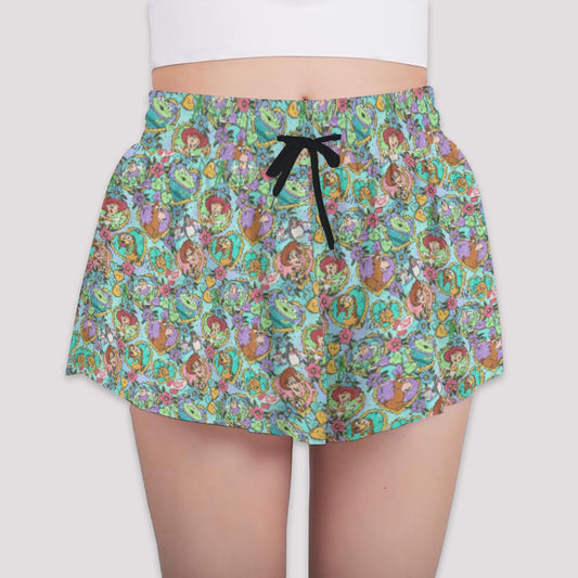 Tattoo Hearts Space Cowboys & Friends - Girls’ Flowy Pocket Shorts