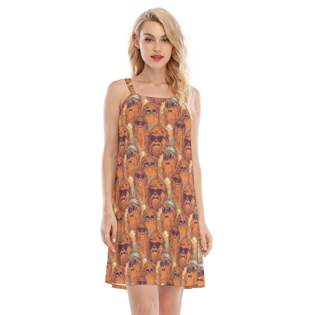 Retro Furry Friend Summer Vibes - Women’s Adjustable Sundress