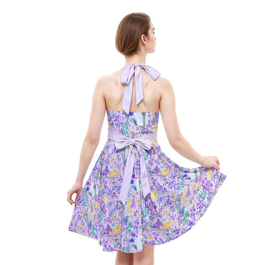 Bright Tropical Princess - Tower Light Festival - Women's Halter Vintage Pocket Dress