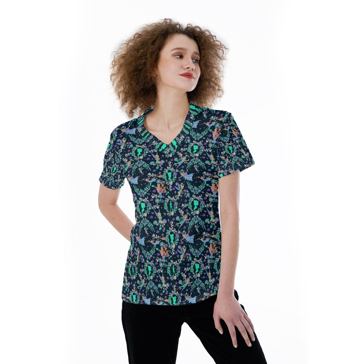 Garden Whimsy - Neverland Flight - Women's Short Sleeve V-Neck T-Shirt