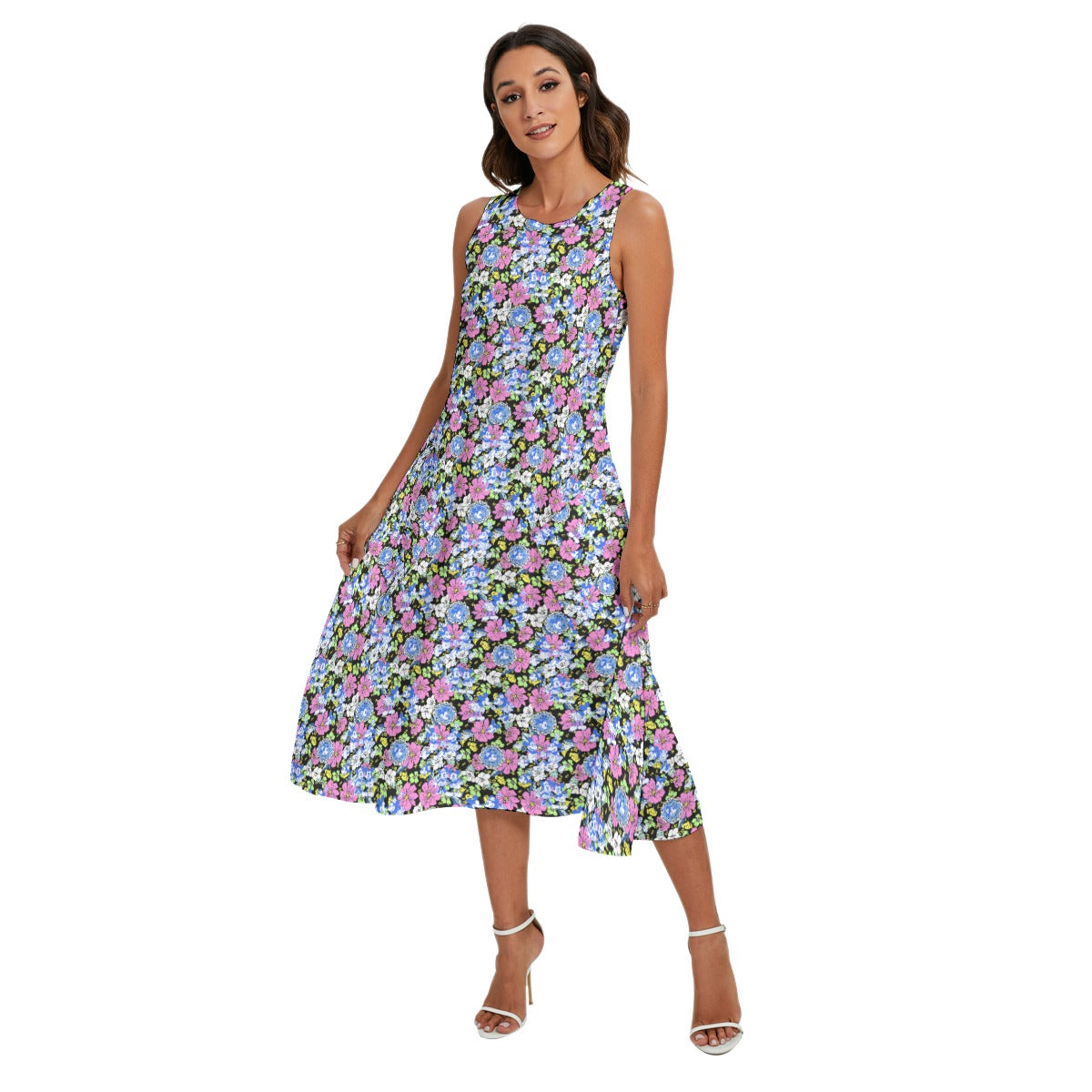 Garden Whimsy - Vintage Mouse Romance - Women’s Diagonal Pocket Midi Dress