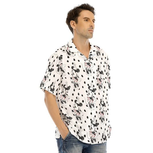 Sketch of Polka Dot Mouse - Men's Hawaiian Button Up Shirt