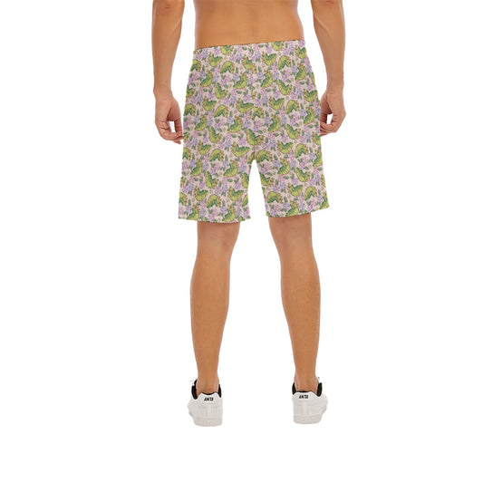 Cheerful Caterpillar Garden - Men’s Pocket Beach Shorts