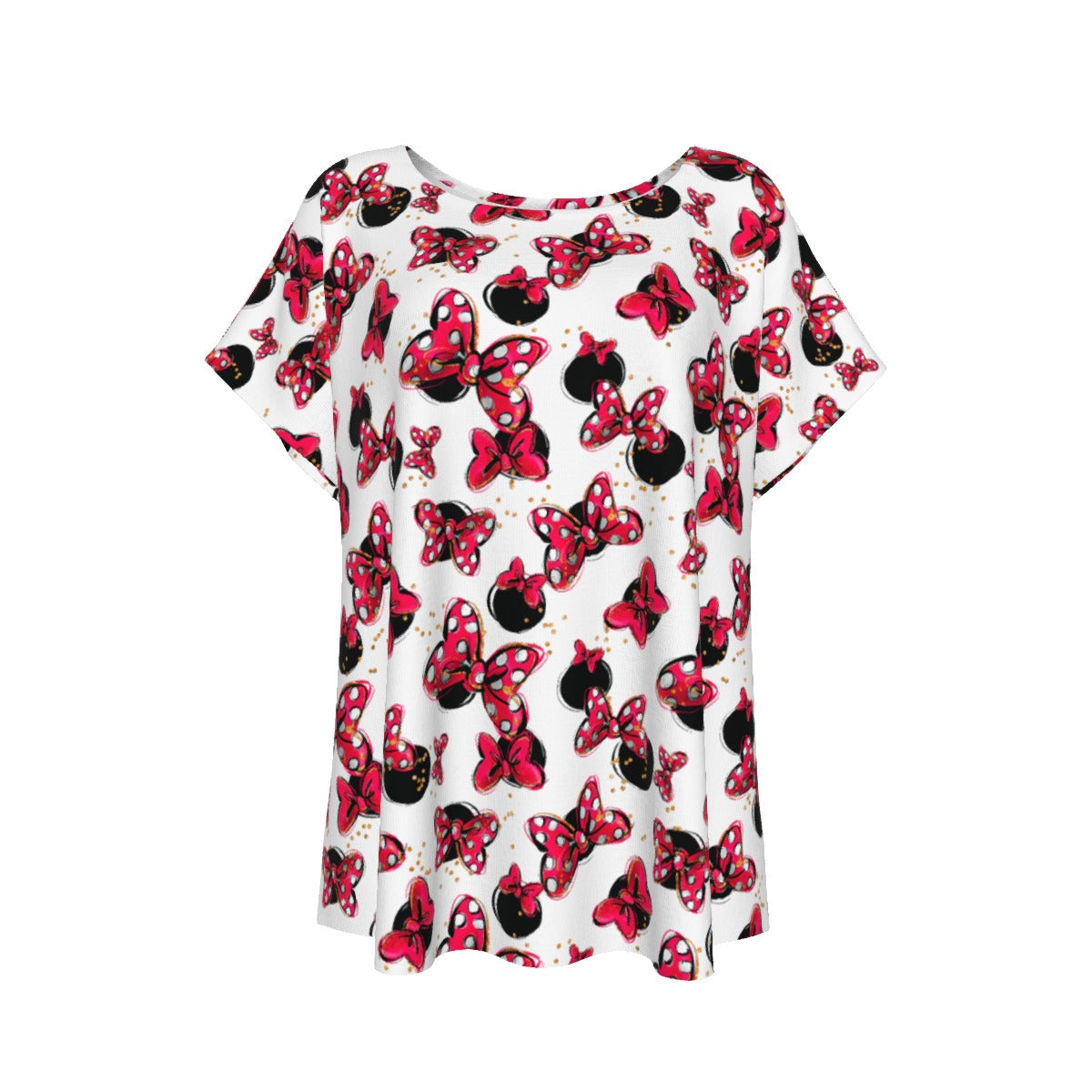 Polka Dot Bows & Mouse Ears - Women’s Relaxed Fit Scoop Tee